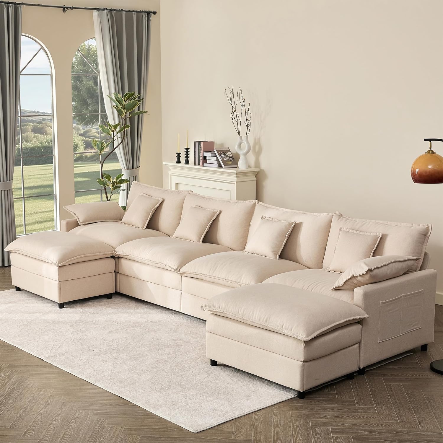 108 Inch U Shape Sofa Sectional Sofa Comfortable Cloud Sofa Living Room Deep Seat Sofa
